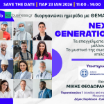 &laquo;NEXT GENERATION: &Tau;&alpha; &Epsilon;&pi;&alpha;&gamma;&gamma;έ&lambda;&mu;&alpha;&tau;&alpha; &tau;&omicron;&upsilon; &Mu;έ&lambda;&lambda;&omicron;&nu;&tau;&omicron;&sigmaf; &ndash; &Tau;&omicron; &mu;&upsilon;&sigma;&tau;&iota;&kappa;ό &tau;&eta;&sigmaf; &sigma;&omega;&sigma;&tau;ή&sigmaf; &epsilon;&pi;&iota;&lambda;&omicron;&gamma;ή&sigmaf;&raquo;: &Eta;&mu;&epsilon;&rho;ί&delta;&alpha; &sigma;&tau;&omicron; &Theta;έ&alpha;&tau;&rho;&omicron; &laquo;&Mu;ί&kappa;&eta;&sigmaf; &Theta;&epsilon;&omicron;&delta;&omega;&rho;ά&kappa;&eta;&sigmaf;&raquo;